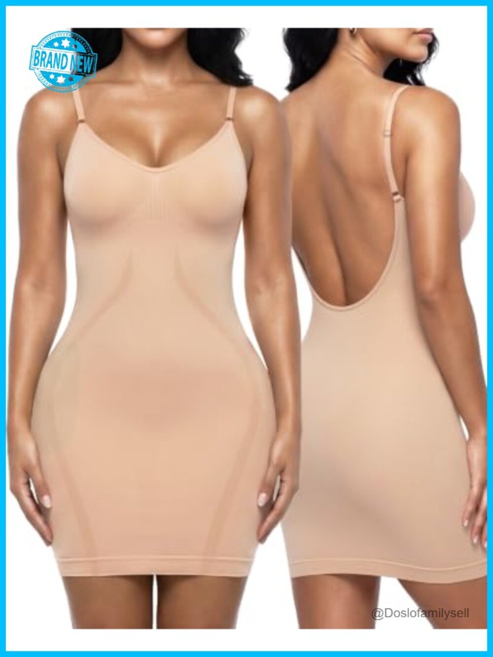 Backless Shapewear Slip Dress Body Shaper Adjustable Straps